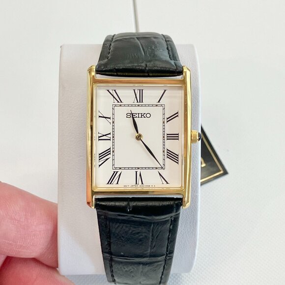 Seiko Essential Stainless Steel Gold Tone Watch With Roman Numerals